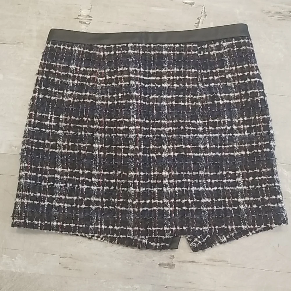 💕ZARA WOMAN💕 Plaid Boucle Tweed Faux Wrap Skirt